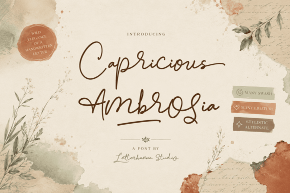 Capricious Ambrosia: A Script Font for Editorial Design
