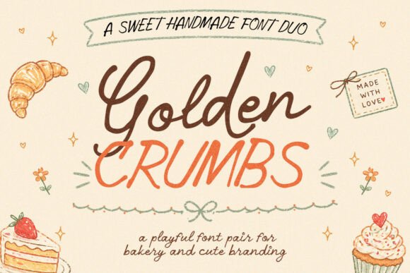 Golden Crumbs: A Cozy Handwritten & Script Font Duo